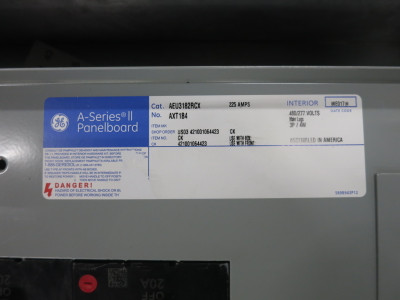 GE 225A 480/277V A Series II Breaker Panel Board MLO 3PH 4W 225 Amp 480V AEU (DW8410-1)