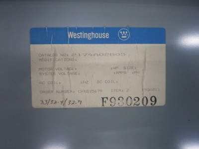 Westinghouse Size 3 Starter 100A Breaker Combo Box 100 Amp A200M3CAC Combination (DW8408-2)