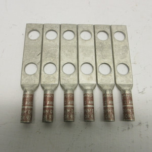 NEW Burndy YAZ2C2N 2 Hole Crimp Lugs 2 AWG N60 Brown Die 10 or 97 NNB (LOT OF 6) (AH1488-5)
