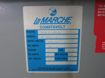 La Marche A12B-30-48V-B1 Battery Charger 240 VAC In - 48 VDC 24 Cell Constavolt (DW8421-1)