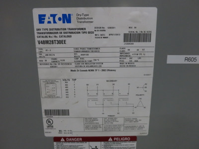 Eaton 30 kVA 480 Delta to 208Y/120 V 3PH Transformer V48M28T30EE 480V 280 (DW8480-1)