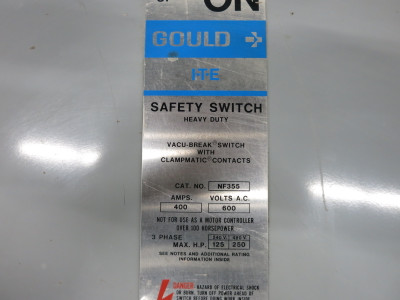 ITE NF355 400A 600V Non-Fusible Safety Switch Disconnect 400 Amp NF-355 Gould (DW8525-1)