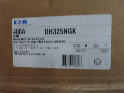NEW Eaton DH325NGK 400A 240V Fusible Safety Switch Disconnect 400 Amp 240 VAC (DW8551-2)