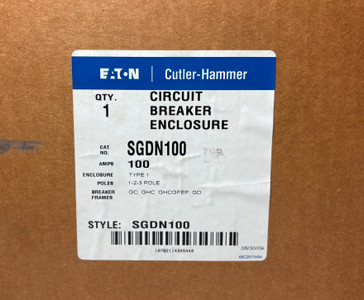 NEW Eaton SGDN100 100A Type 1 Circuit Breaker Enclosure 18" 100 Amp 3P NIB (EM6003-6)