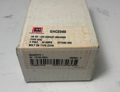 NEW Cutler-Hammer GHC2040 40A 2 Pole Circuit Breaker 480V Type GHC 2P 40 Amp NIB (EM6004-4)