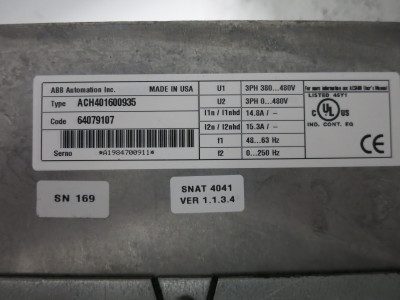 ABB ACH401600935 10 HP ACH 400 AC VS Drive 480V HVAC Fan Pump 15.3A VFD ACH400 (DW8649-1)