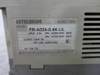 Mitsubishi FR-A024-0.4K-UL 0.5 HP AC Inverter VS Drive Freqrol A024 200-230V VFD (DW8698-1)