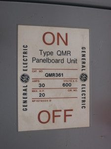 GE QMR361 30A 600V Twin Fusible Panelboard Switch Dual 30 Amp NO Hardware THFP (DW8728-1)