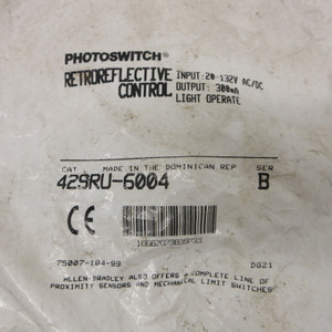 NEW Allen Bradley 42SRU-6004 Ser B PhotoSwitch Retroreflective Control 20-132V (AH1771-1)