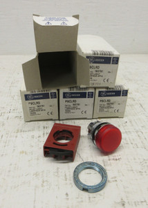 Image of (LOT OF 5) NEW GE P9CLRD Pilot Light Red Cap Polished Chrome Diffused IEC NIB