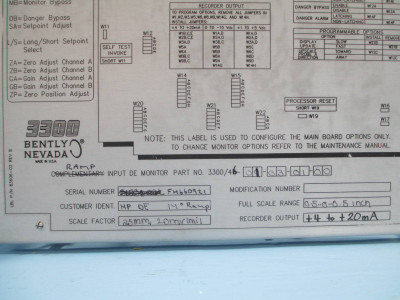 Bently Nevada 3300/46  Differential Expansion Monitor 3300/46-01-03-01-00 PLC (NP0028-1)