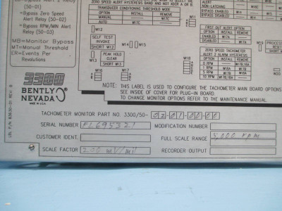 Bently Nevada 3300/50 Tachometer Monitor 3300/50-02-01-00-00 PLC 5000 RPM 200 mV (NP0026-5)