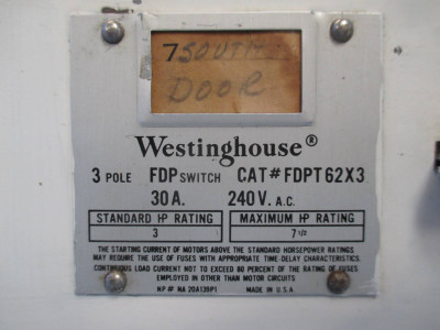 Westinghouse FDPT62X3 30 Amp 240V Fused Twin Panelboard Switch FDP w/ Hardware (TK0449-1)