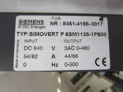 Siemens Simovert P 6SM1135-1PB00 DC Inverter Module 6 SM1-WR 6SM11351PB00 6SM1WR (NP0647-4)