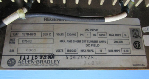 Allen Bradley 1370-RFS Regenerative Field Supply AC 16A DC Field 15A 1370RFS AB (NP0811-2)