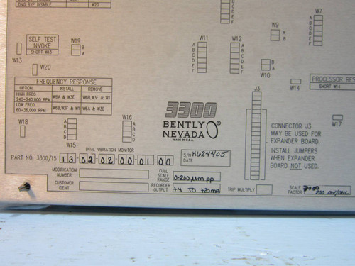 Bently Nevada 3300/15 Dual Vibration Monitor 3300/15-13-02-02-00-01-00 78392-01 (NP0879-5)