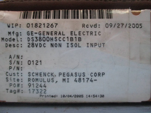 Refurbished General Electric DS3800HSCC1B1B 28VDC Non Isol Input PLC Board GE (TK1798-1)