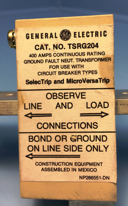 GE TSRG204 400A Ground Fault Neutral Transformer MicroVersatrip General Electric (EM1604-2)