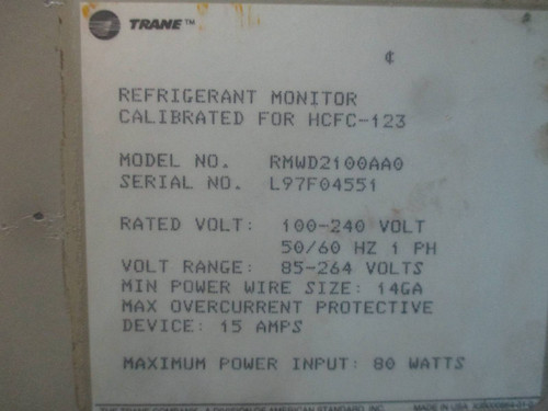 Trane RMWD2100AA0 Refrigerant Monitor for HCFC-123 100-240V Range 85-264V Type 4 (TK2137-5)