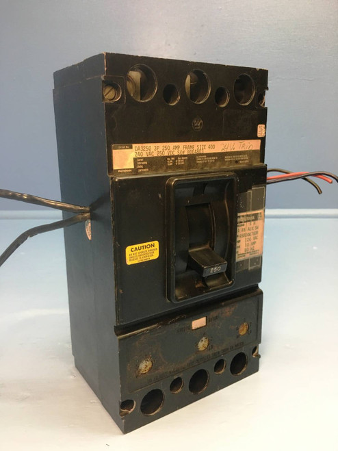 CH Westinghouse DA3250 400A Circuit Breaker w/ 250 Amp Trip & Aux 3 Pole DA-3250 (EM1655-1)