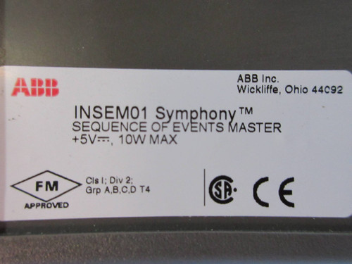 ABB Bailey INSEM01 Symphony Sequence Of Events Master Module 6639001A6 infi-90 (TK2268-1)