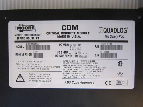 Moore Siemens QLCDM024DCAAN PLC CDM Critical Discrete Module 16809-21/05 Quadlog (EBI3074-2)