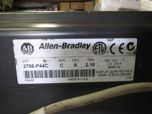 Allen Bradley 2706-P44C InView Message Display Screen Ser C Rev A FRN 2.10 (NP1450-3)