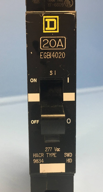 Lot of 5 Square D EGB14020 20A 1 Pole Circuit Breaker 277/240V 1 Pole 20 Amp 1P x5 (EM1973-36)