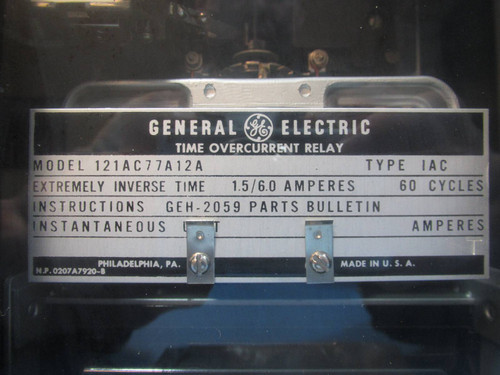 NEW GE 12IAC77A12A Time Overcurrent Relay Inverse 60Hz 6A General Electric IAC (NP1681-1)