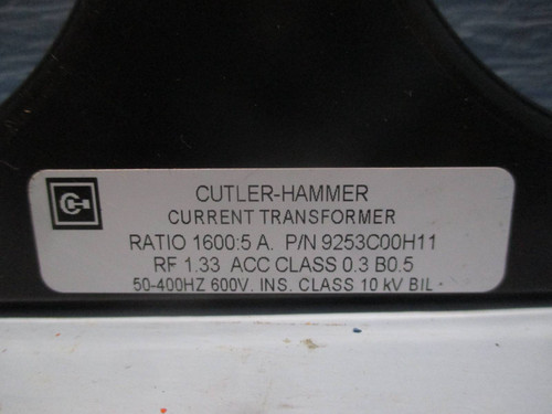 Cutler Hammer 9253C00H11 Current Transformer Ratio 1600:5A CT (DW0233-2)