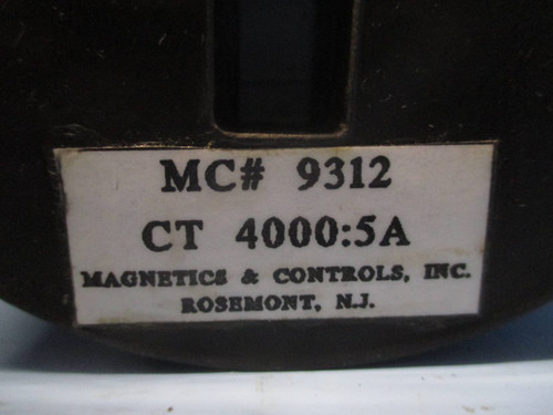 Magnetics and Controls MC# 9312 Current Transformer Ratio 4000:5A CT Magcon (DW0226-45)