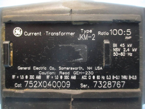 GE 752X040009 Current Transformer Type JKM-2 Ratio 100:5A CT General Electric (DW0247-2)