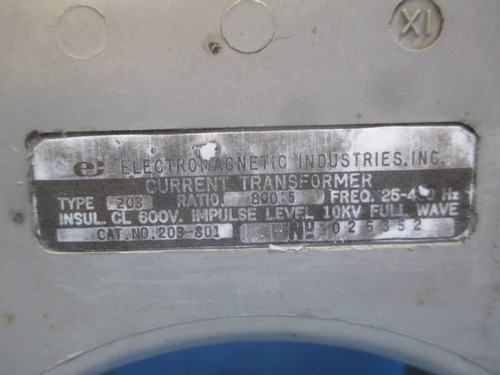Electromagnetic Industries 203-801 Current Transformer Ratio 800:5 (DW0260-6)