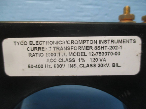Tyco Electronics 8SHT-202-1 Current Transformer Ratio 2000:1A Crompton 20kV CT (DW0298-14)