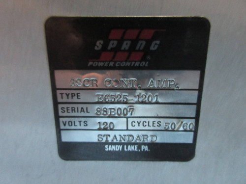 Spang E6525-1201 Control Amplifier 3-SCR Semi-Converter 120V Magnetics Rack (TK2671-2)
