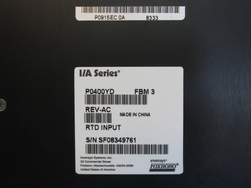 Foxboro P0400YD FBM 3 I/A Series PLC RTD Input Module P0 400 YD Rev AC PO400YD (NP1725-1)