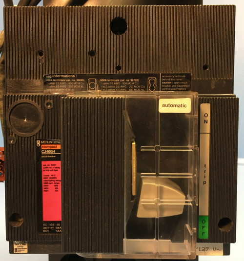 Merlin Gerin CJ400H 36057 400A Compact Circuit Breaker 350 Amp Trip Aux & Shunt (EM2099-10)