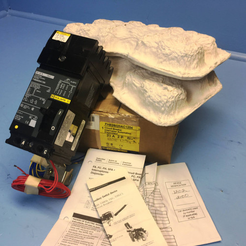 NEW Square D I-Line FHB26020AC1254 20A Circuit Breaker Green FAB S2 20 Amp NIB (EM2230-1)