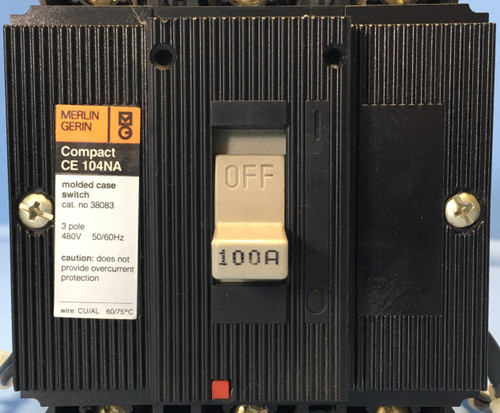 Merlin Gerin CE 104NA 38083 100A Molded Case Switch Shunt & Aux CE104NA 100 Amp (EM2259-6)