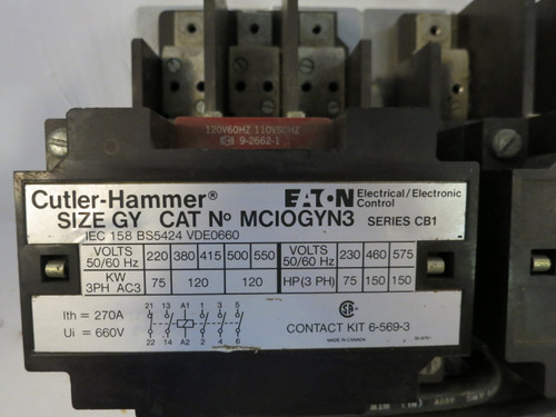 Eaton MCIOGYN3 Size GY Reversing Motor Contactor Ser CB1 150 HP 120V Coil (EBI1025-2)