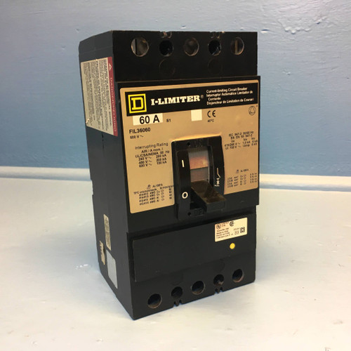 Square D FIL36060 60A I-Limiter Circuit Breaker 600V 3 Pole FIL-36060 SqD 60 Amp (EM2590-1)