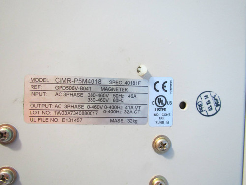 Yaskawa GPD 506/P5 CIMR-P5M4018 30HP 41A AC VS Drive Variable Speed 40181F 3PH (NP1866-5)