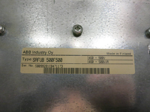 ABB 500 HP AC Drive SAFUB 500F500 Stromberg Allen Bradley 500 KVA 460V AB (NP1882-1)