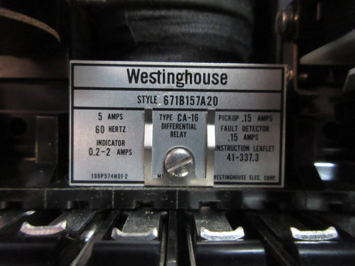 Westinghouse 671B157A20 Type CA-16 Differential Relay 5 Amp 60Hz (TK3942-1)