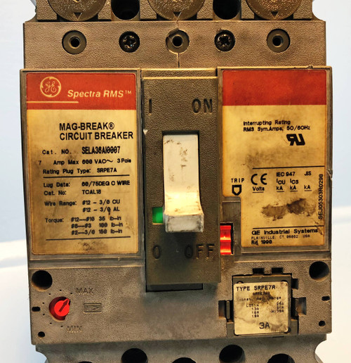 GE SELA36AI0007 7A Spectra Circuit Breaker w 3 Amp Plug 600V 3P General Electric (EM2898-6)