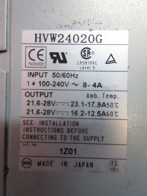 Shindengen HVW24020G Power Supply 100-240 Vac / 28V (TK4065-1)