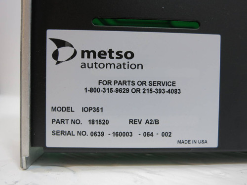 Valmet Metso Automation IOP351 181520 Rev A2/B Relay Output Module PLC Out Form (NP2057-21)