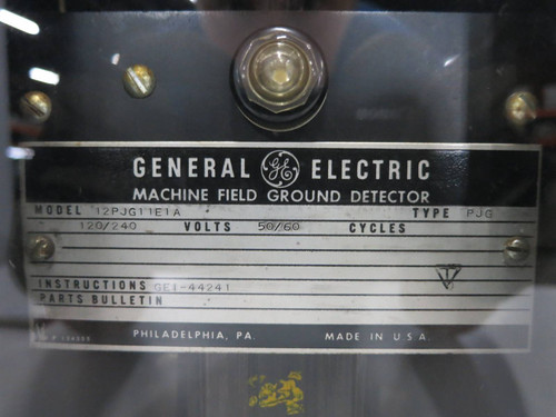 GE 12PJG11E1A Machine Field Ground Detector Relay 120/240 V Type PJG 60 Hz (DW1119-4)