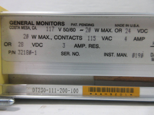 General Monitors DT230-111-200-100 Dual Channel Hydrogen Sulfide Monitor 32180-1 (TK4488-1)