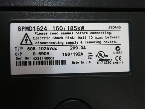 Emerson SPMD1624 160kW/185kW 168A/192A Unidrive VS Drive Control Techniques View (PM2917-6)